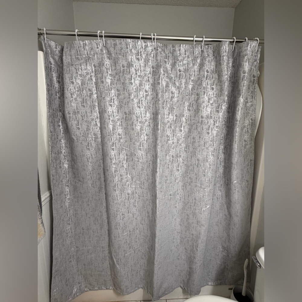 Silver Abstract Shower Curtain